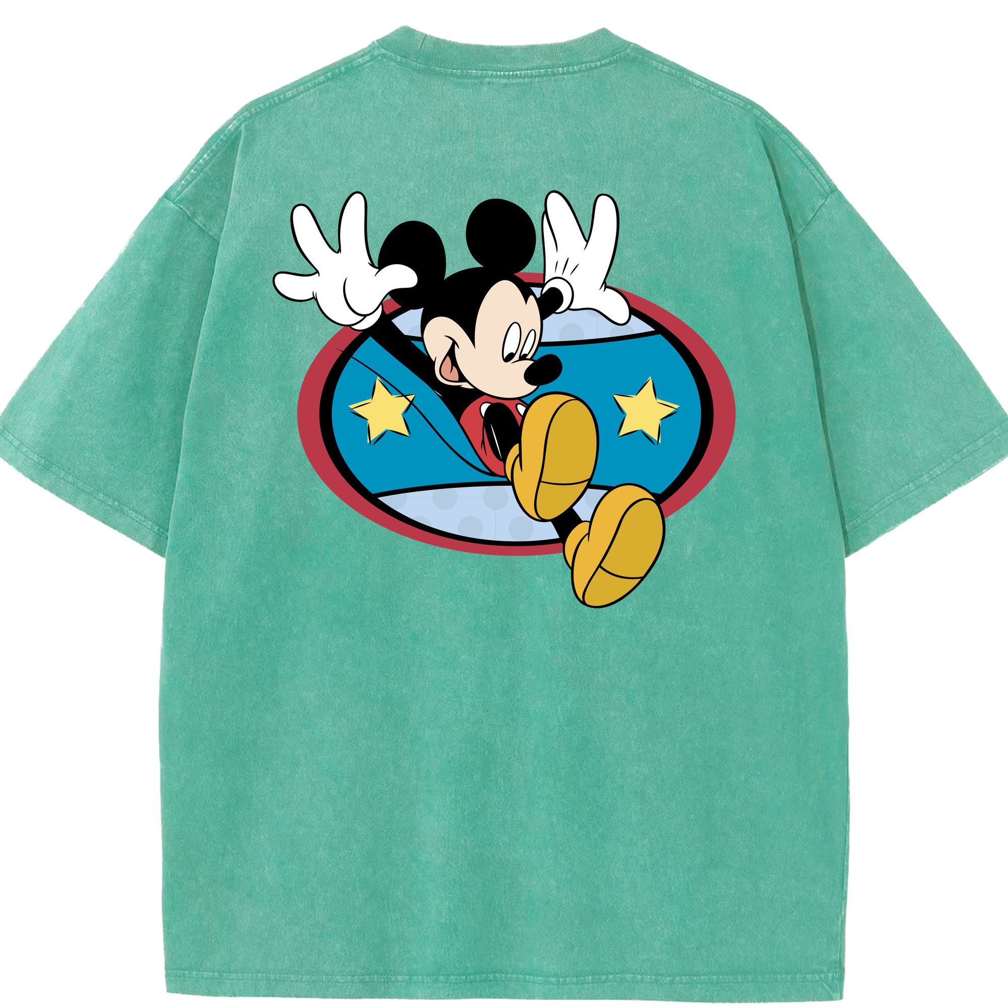 （画像用） ミッキーマウス Mickey Mouse 綿100% ヴィンテージ風 半袖Tシャツ（背面プリント）